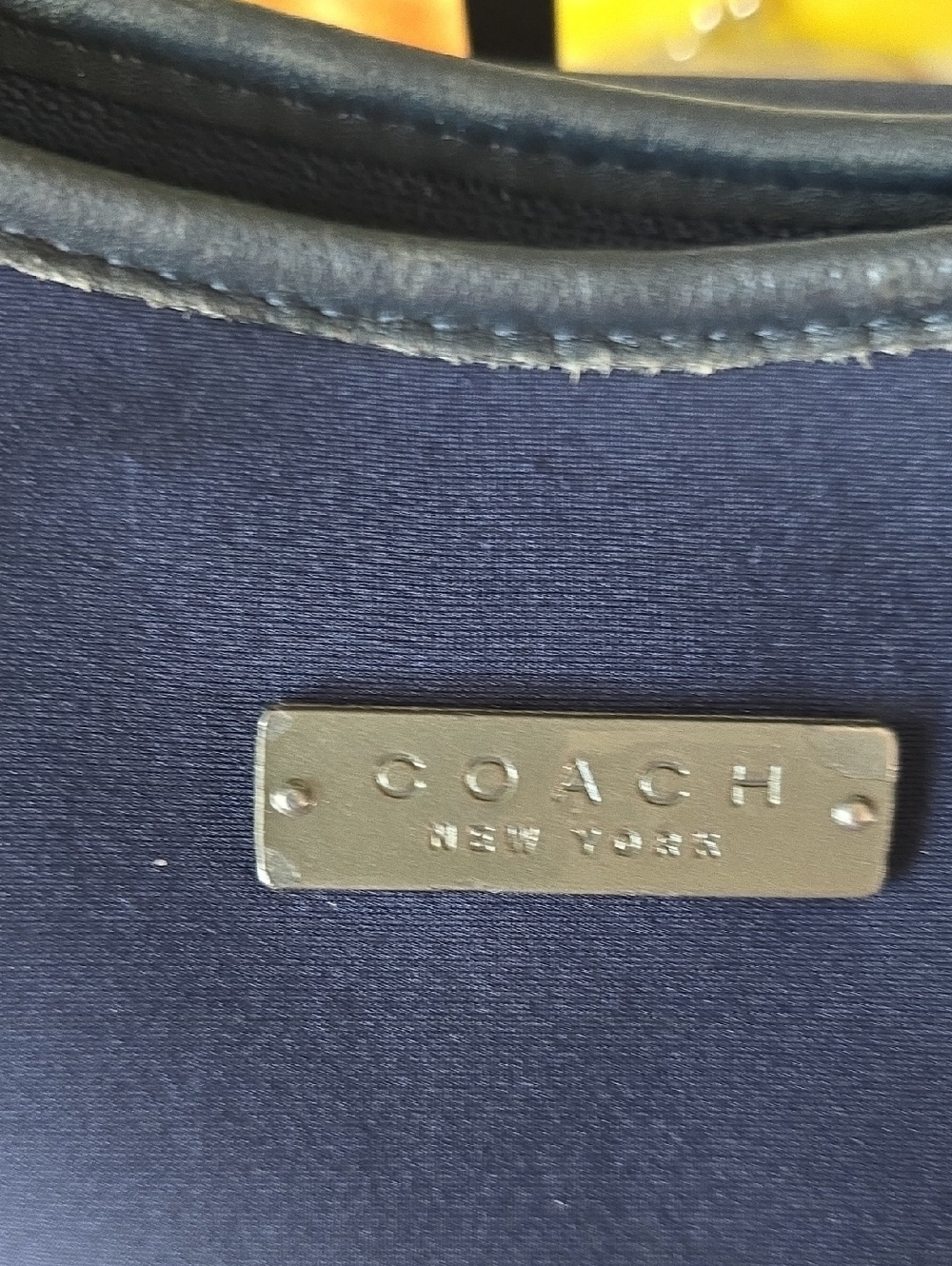 Coach Neo Prene  Crescent HOBO Navy Shoulder Bag with Black Trim GUC 2009 - Picture 4 of 17